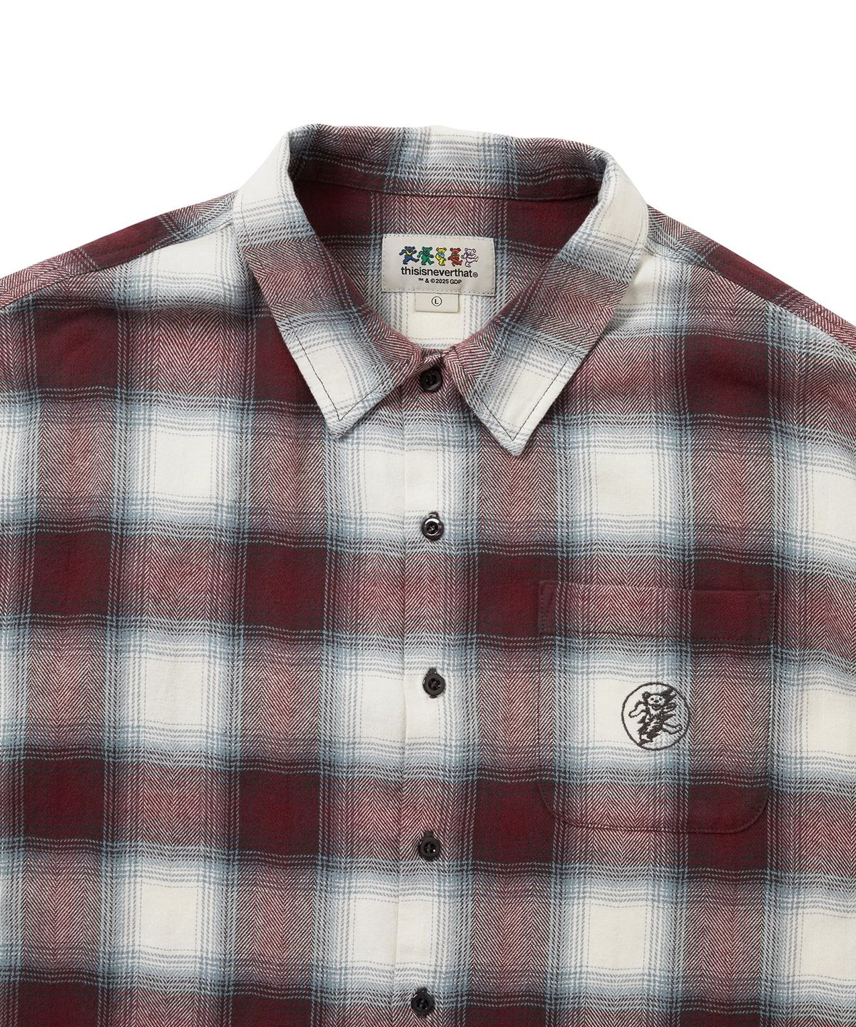 디스이즈네버댓(THISISNEVERTHAT) GD Lightning Bear Plaid Shirt Burgundy