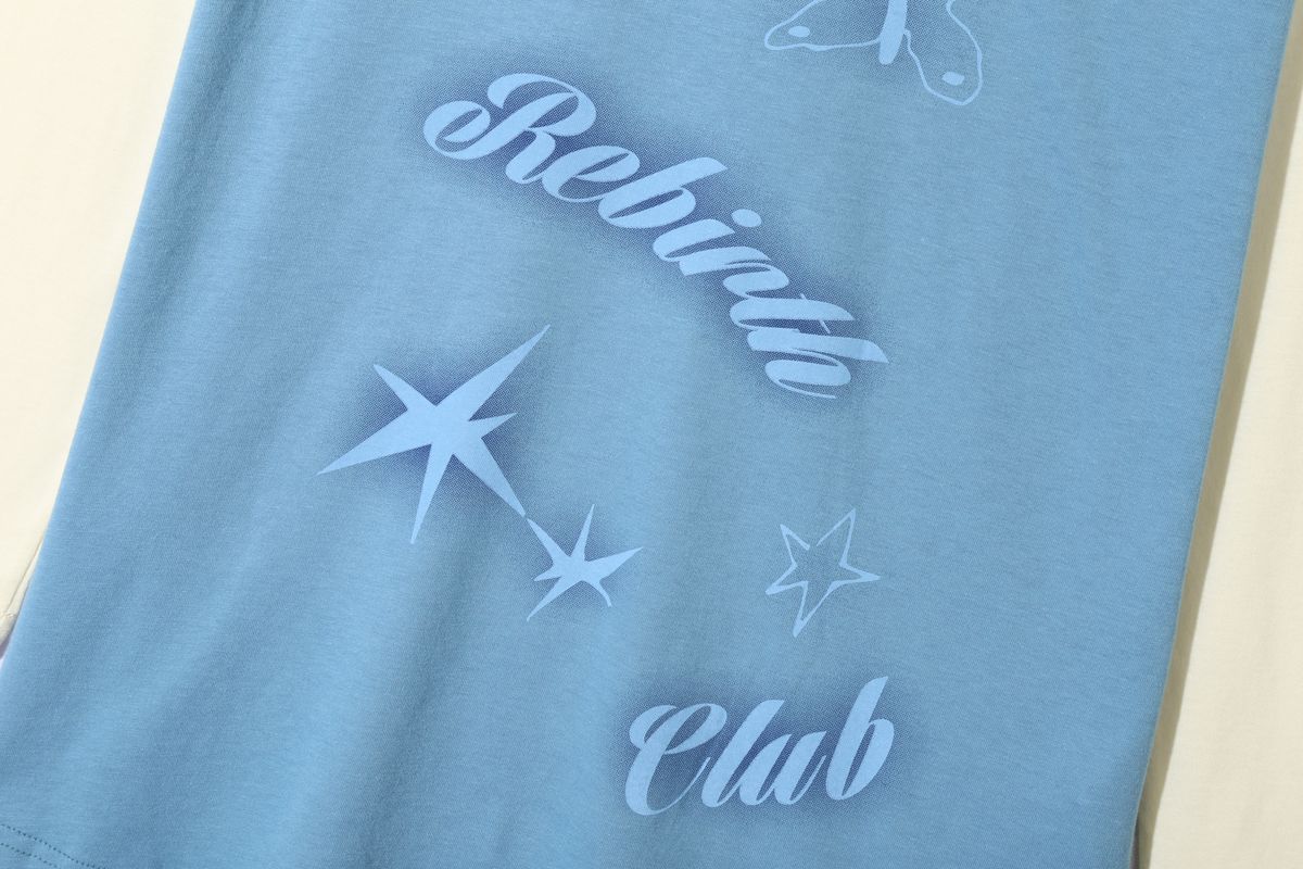 코튼리버스클럽(COTTONREBIRTHCLUB) 콘트라스트 래글런 티셔츠 (블루)