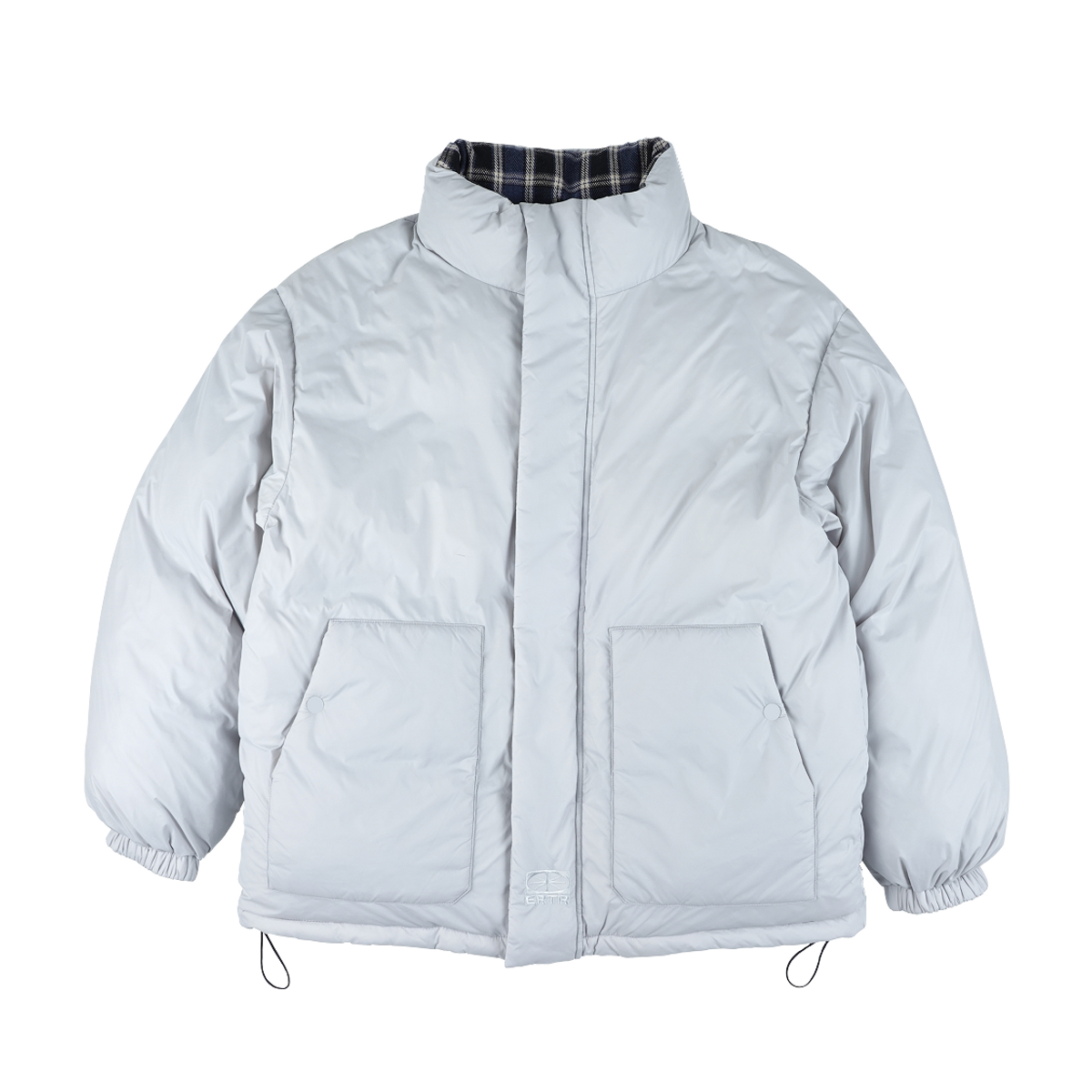 이알티알(ERTR) Reversible Check Padded Jacket Light Grey