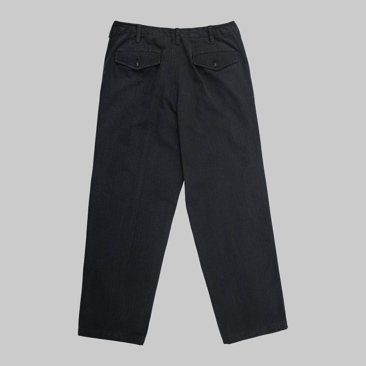 뗄라(TELA) Charcoal Navy Herringbone Twill Cotton Work Pants