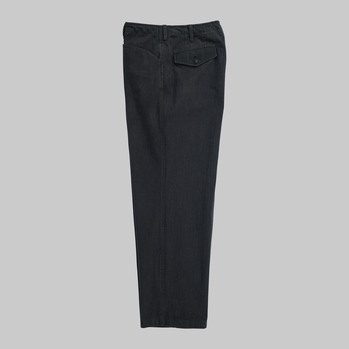 뗄라(TELA) Charcoal Navy Herringbone Twill Cotton Work Pants