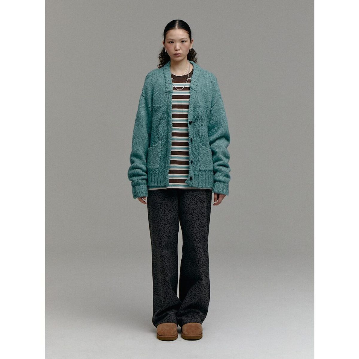 샌드 사운드(SAND SOUND) (UNISEX) 울 블렌드 슬럽 가디건  그린