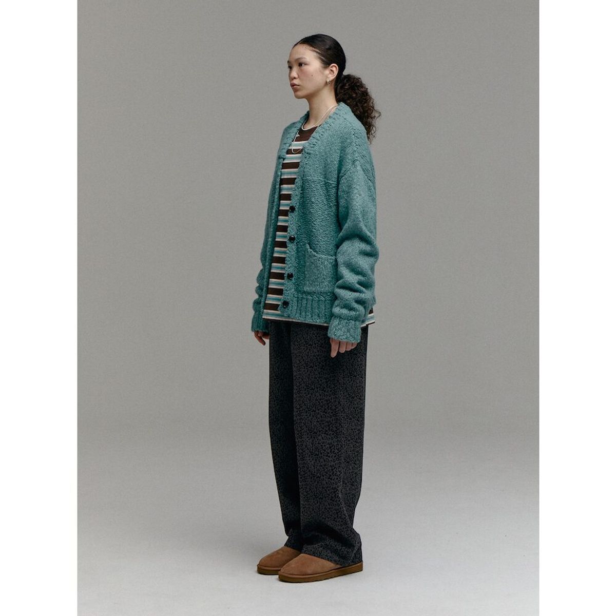 샌드 사운드(SAND SOUND) (UNISEX) 울 블렌드 슬럽 가디건  그린