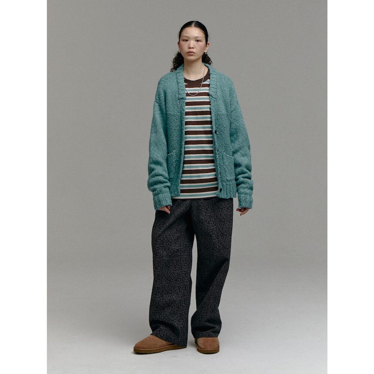 샌드 사운드(SAND SOUND) (UNISEX) 울 블렌드 슬럽 가디건  그린
