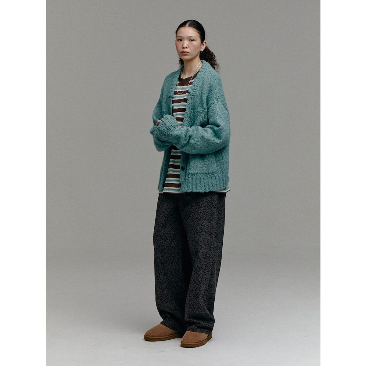 샌드 사운드(SAND SOUND) (UNISEX) 울 블렌드 슬럽 가디건  그린