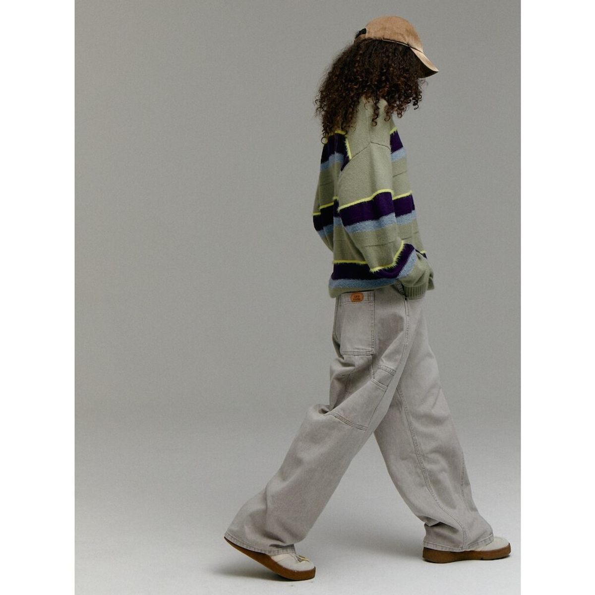 샌드 사운드(SAND SOUND) (UNISEX) 울 블렌드 스트라이프 풀오버 스웨터  애플 그린
