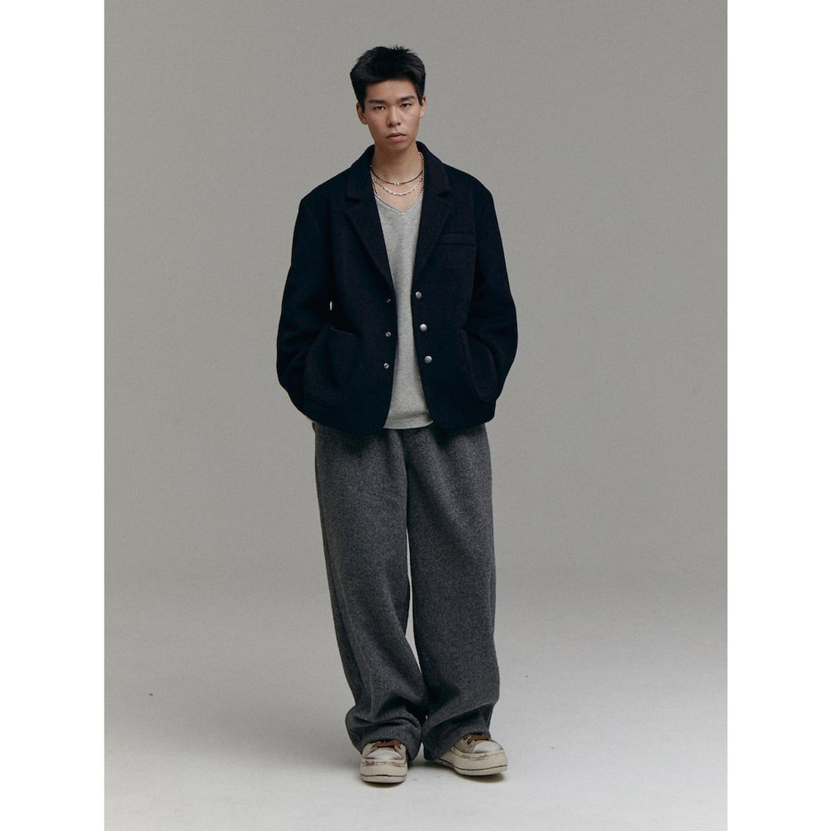 샌드 사운드(SAND SOUND) (UNISEX) 오버핏 저지 재킷  네이비
