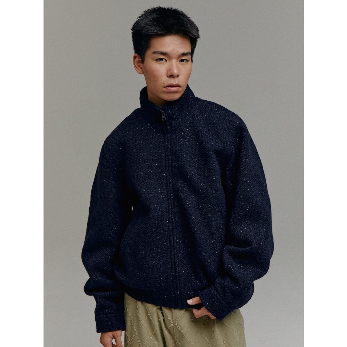 샌드 사운드(SAND SOUND) (UNISEX) 트위드 헤링턴 재킷  네이비