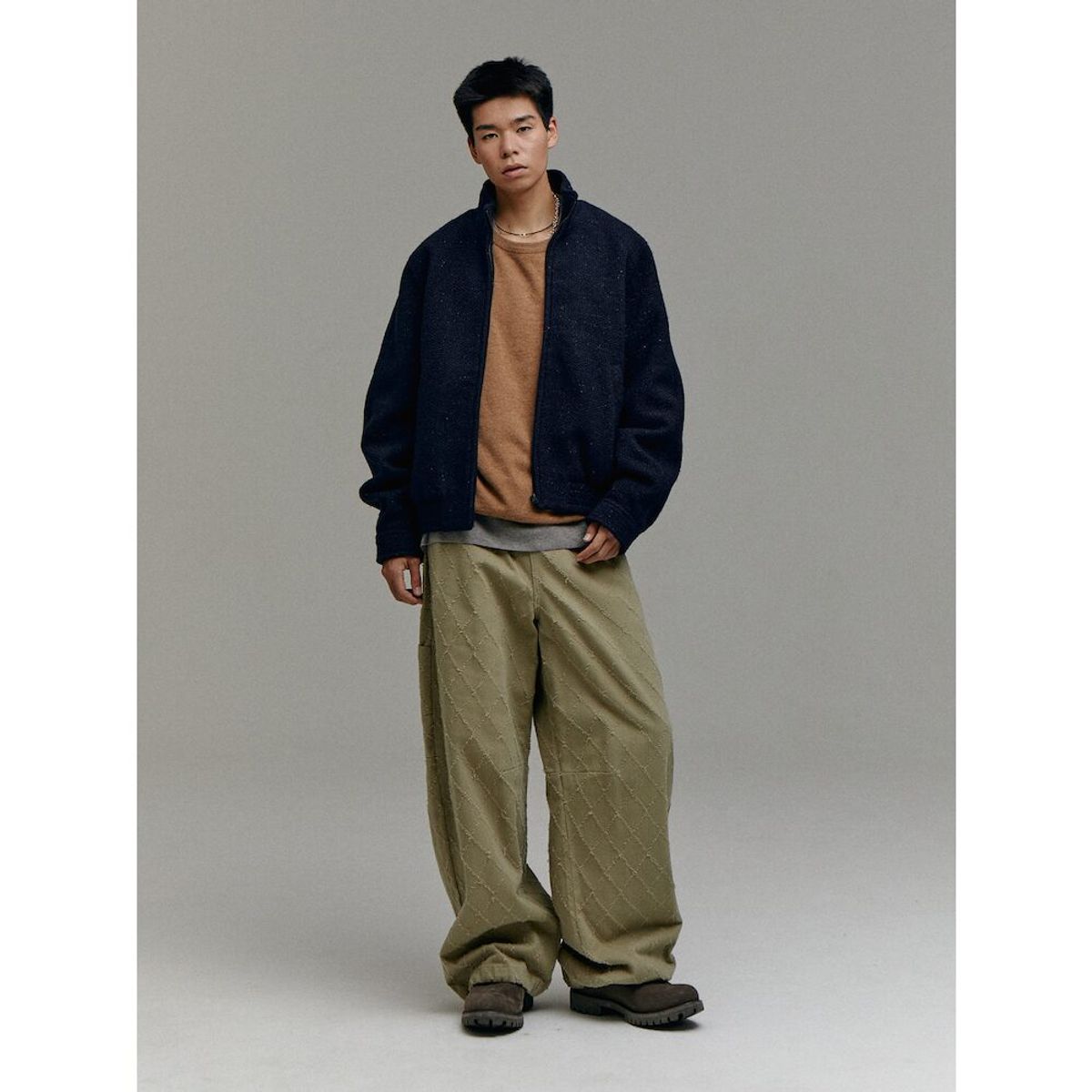 샌드 사운드(SAND SOUND) (UNISEX) 트위드 헤링턴 재킷  네이비