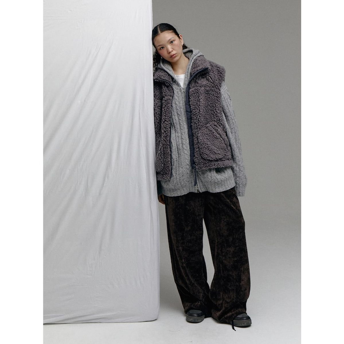 샌드 사운드(SAND SOUND) (UNISEX) 후리스 오버핏 베스트  애쉬