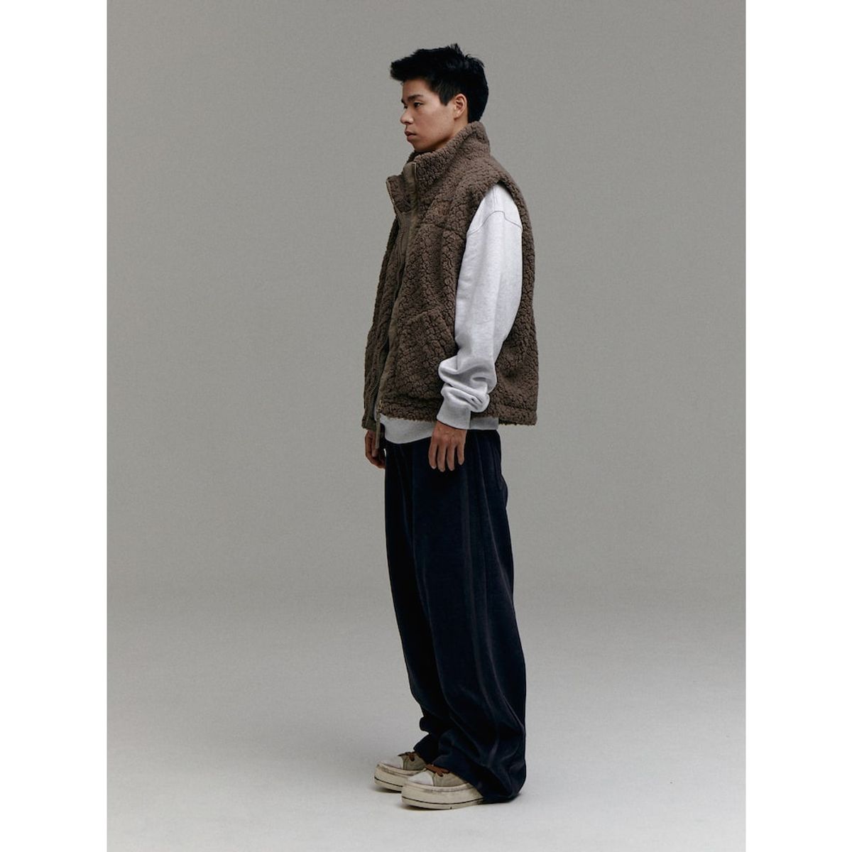 샌드 사운드(SAND SOUND) (UNISEX) 후리스 오버핏 베스트  브라운