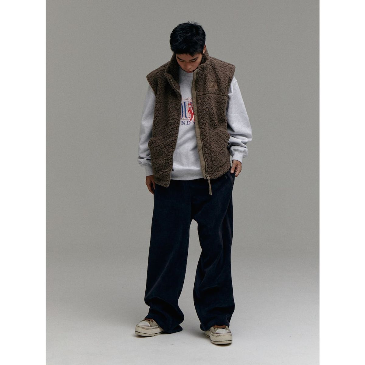샌드 사운드(SAND SOUND) (UNISEX) 후리스 오버핏 베스트  브라운