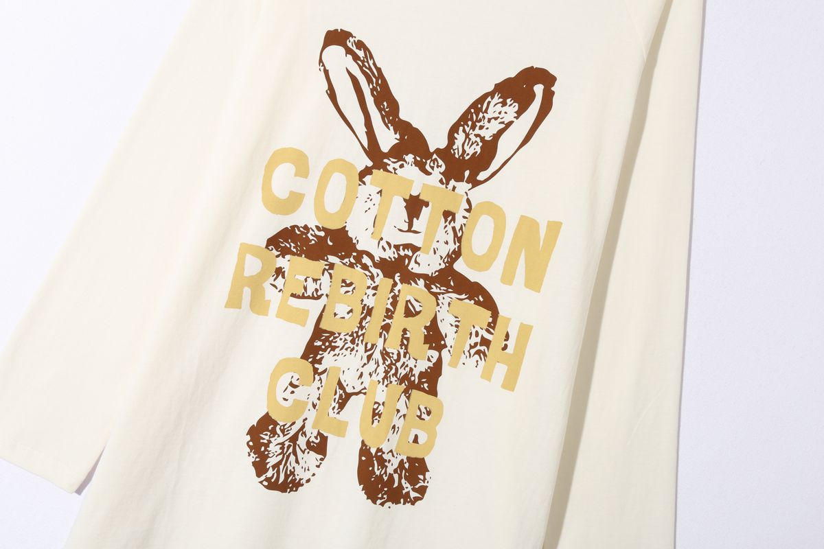 코튼리버스클럽(COTTONREBIRTHCLUB) 토끼 래글런 티셔츠 (크림)