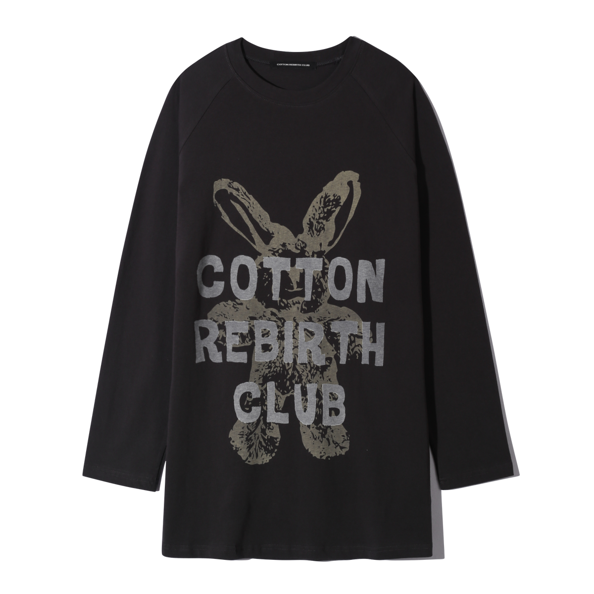 코튼리버스클럽(COTTONREBIRTHCLUB) 토끼 래글런 티셔츠 (차콜)