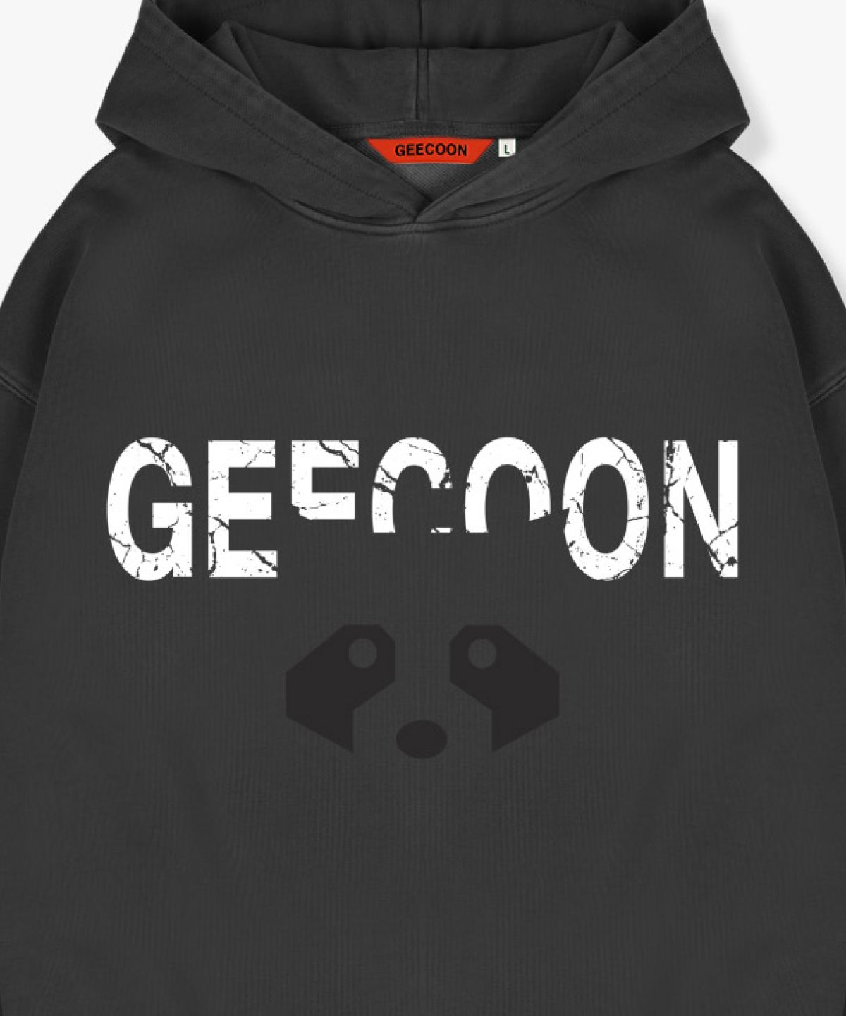 지쿤(GEECOON) 피그먼트 다잉 다크네스 심볼 후드 스웨트셔츠 GEE257-103 챠콜