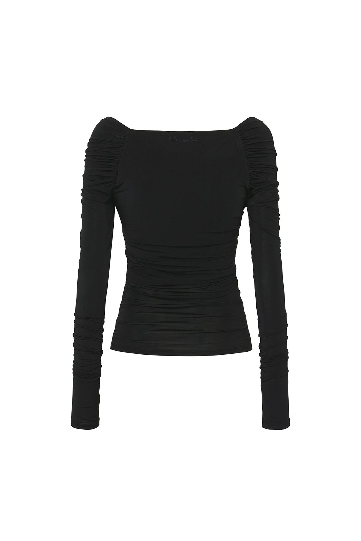 페인오어플레져(PAINORPLEASURE) DRAPED OFF SHOULDER TOP black
