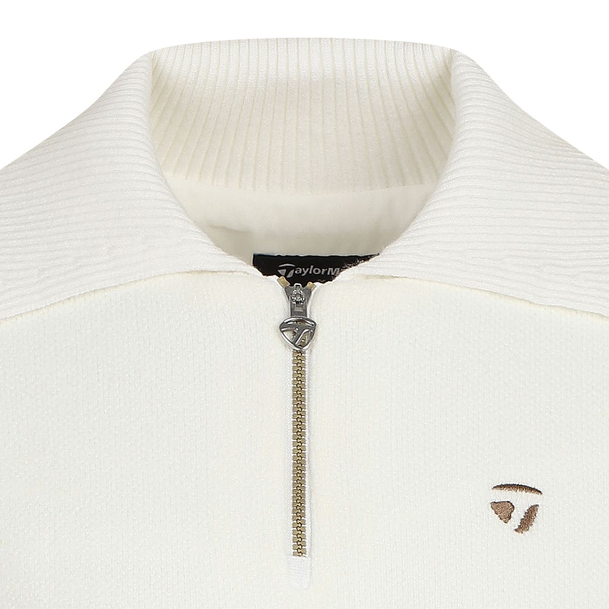 테일러메이드 어패럴(TAYLORMADE APPAREL) 여성 배색 카라 반집업 니트 TSO-81HG24-101