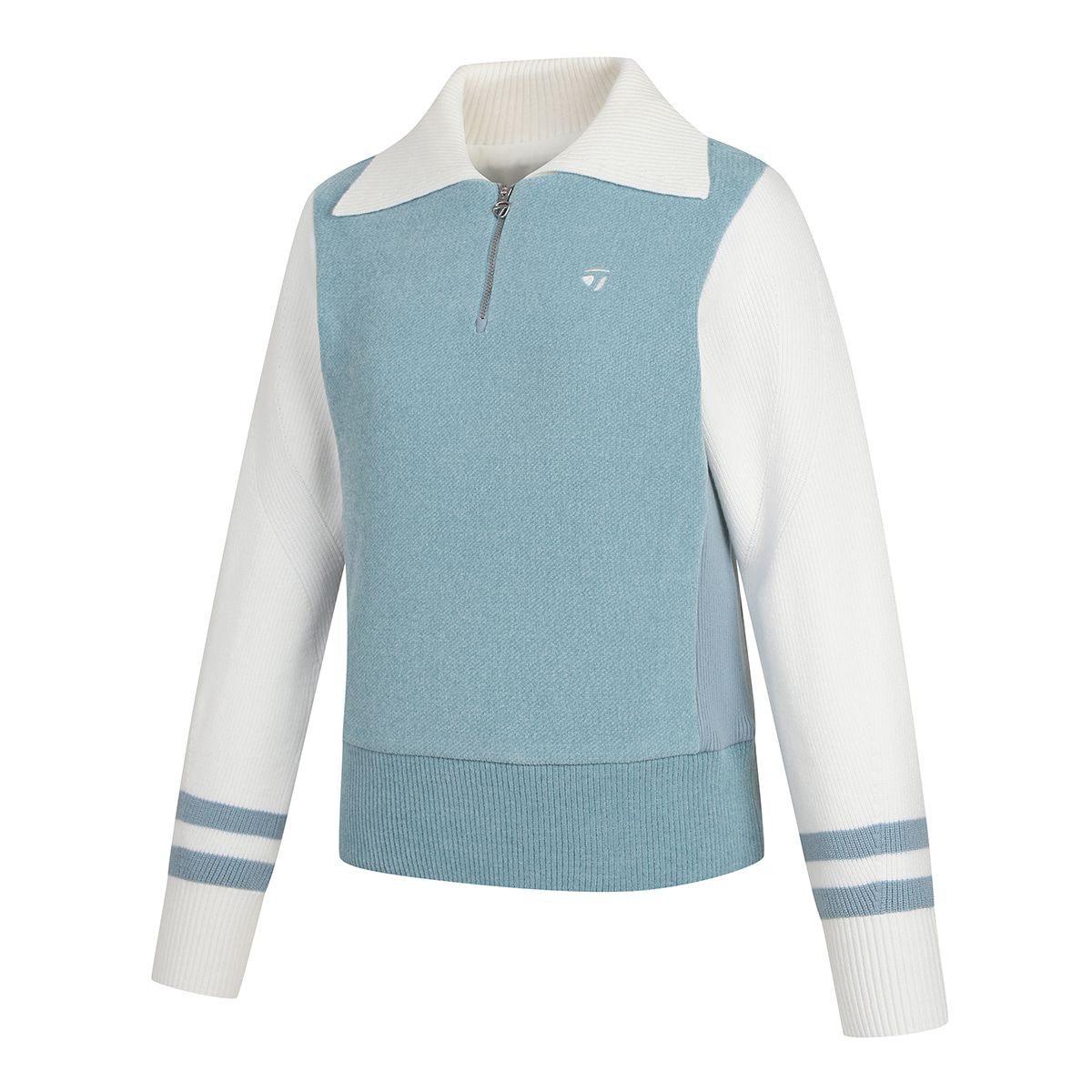 테일러메이드 어패럴(TAYLORMADE APPAREL) 여성 배색 카라 반집업 니트 TSO-81HG24-940