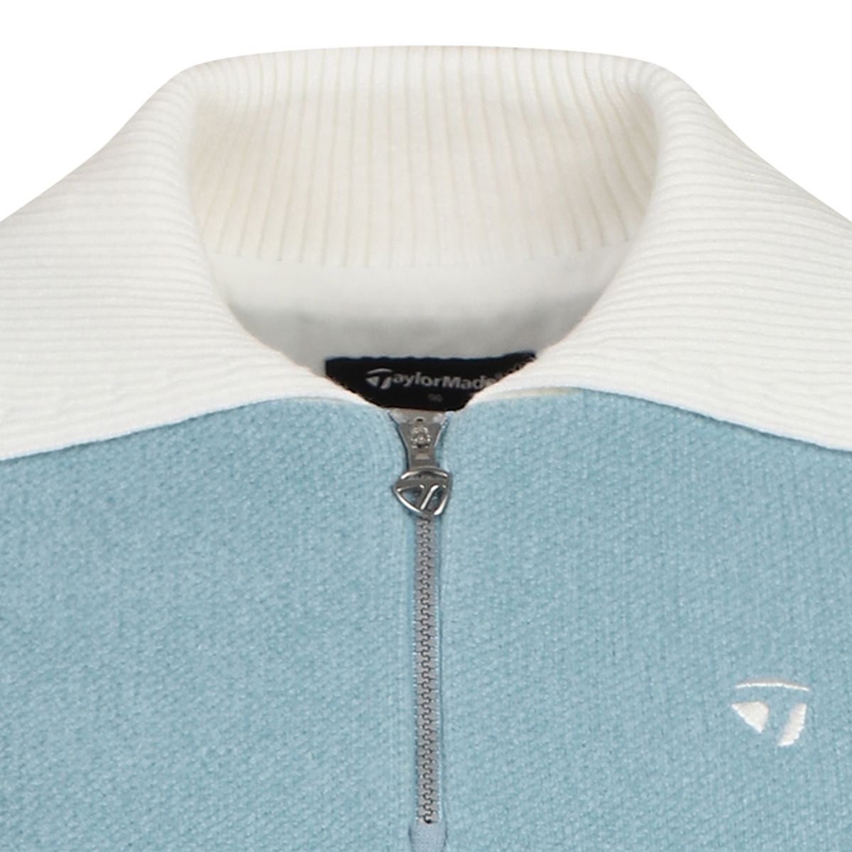테일러메이드 어패럴(TAYLORMADE APPAREL) 여성 배색 카라 반집업 니트 TSO-81HG24-940