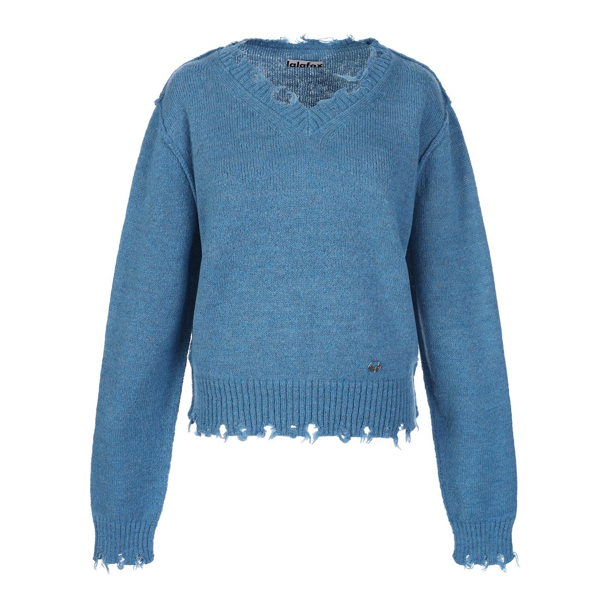 라라폭스(LALAFOX) DESTROYED V-NECK KNIT BLUE 브이넥 니트 BR4KL002