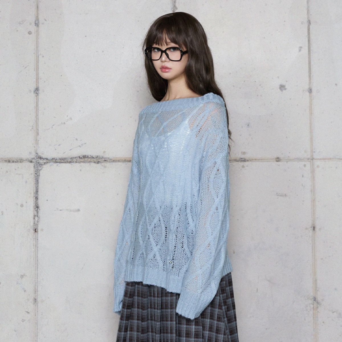 라라폭스(LALAFOX) BOAT NECK CABLE KNIT SKY BLUE 케이블 니트 BR4KL003