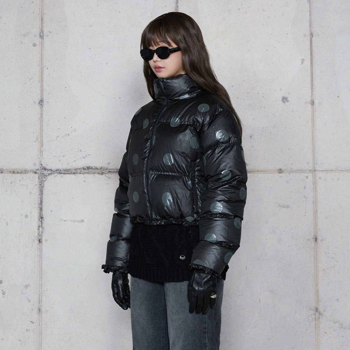 라라폭스(LALAFOX) DOT CROPPED DOWN JACKET BLACK 다운 자켓 BR4NZ002