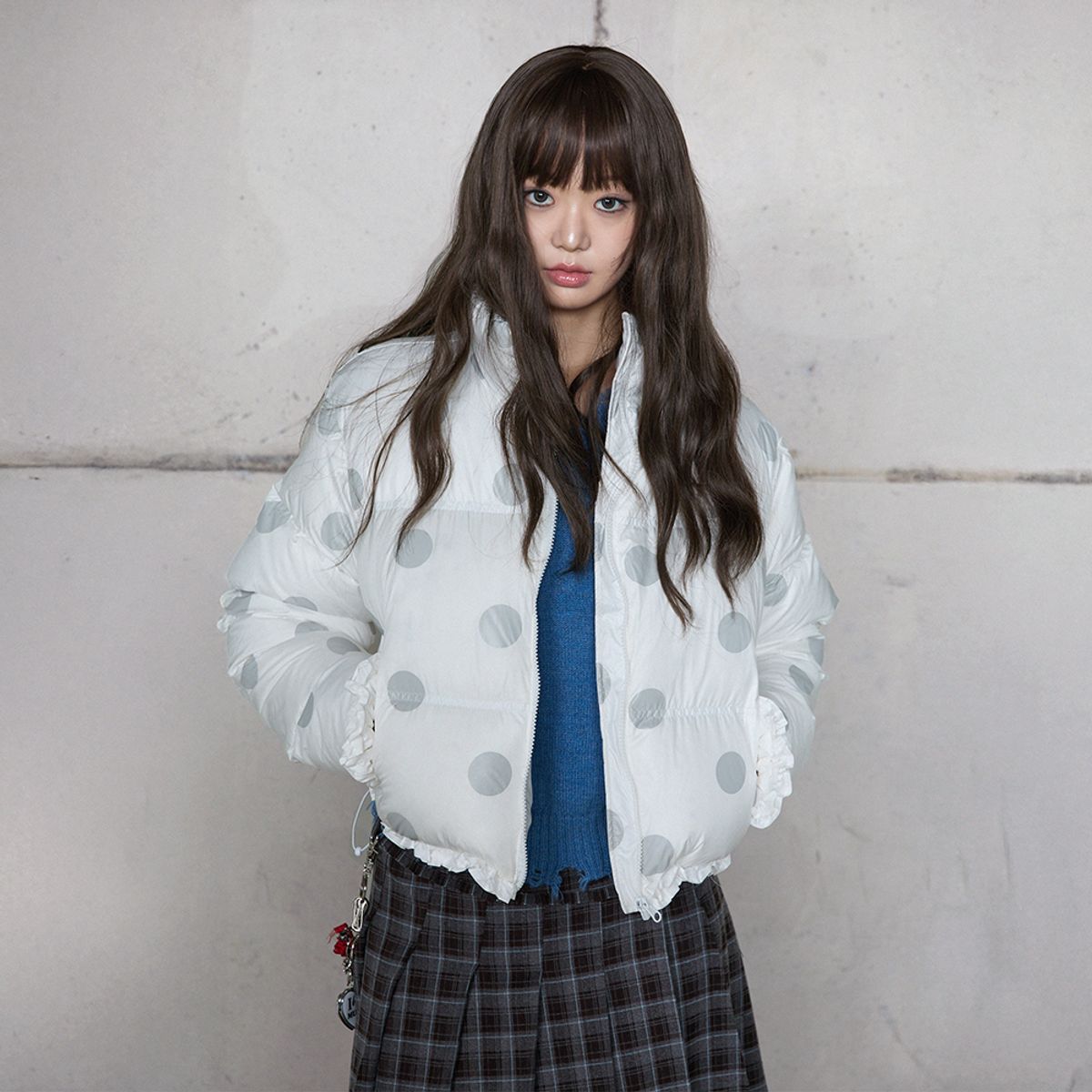 라라폭스(LALAFOX) DOT CROPPED DOWN JACKET WHITE 다운 자켓 BR4NZ001