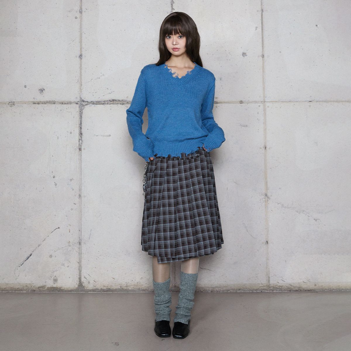 라라폭스(LALAFOX) CHECK WRAP SKIRT BROWN 체크스커트 BR4WS001