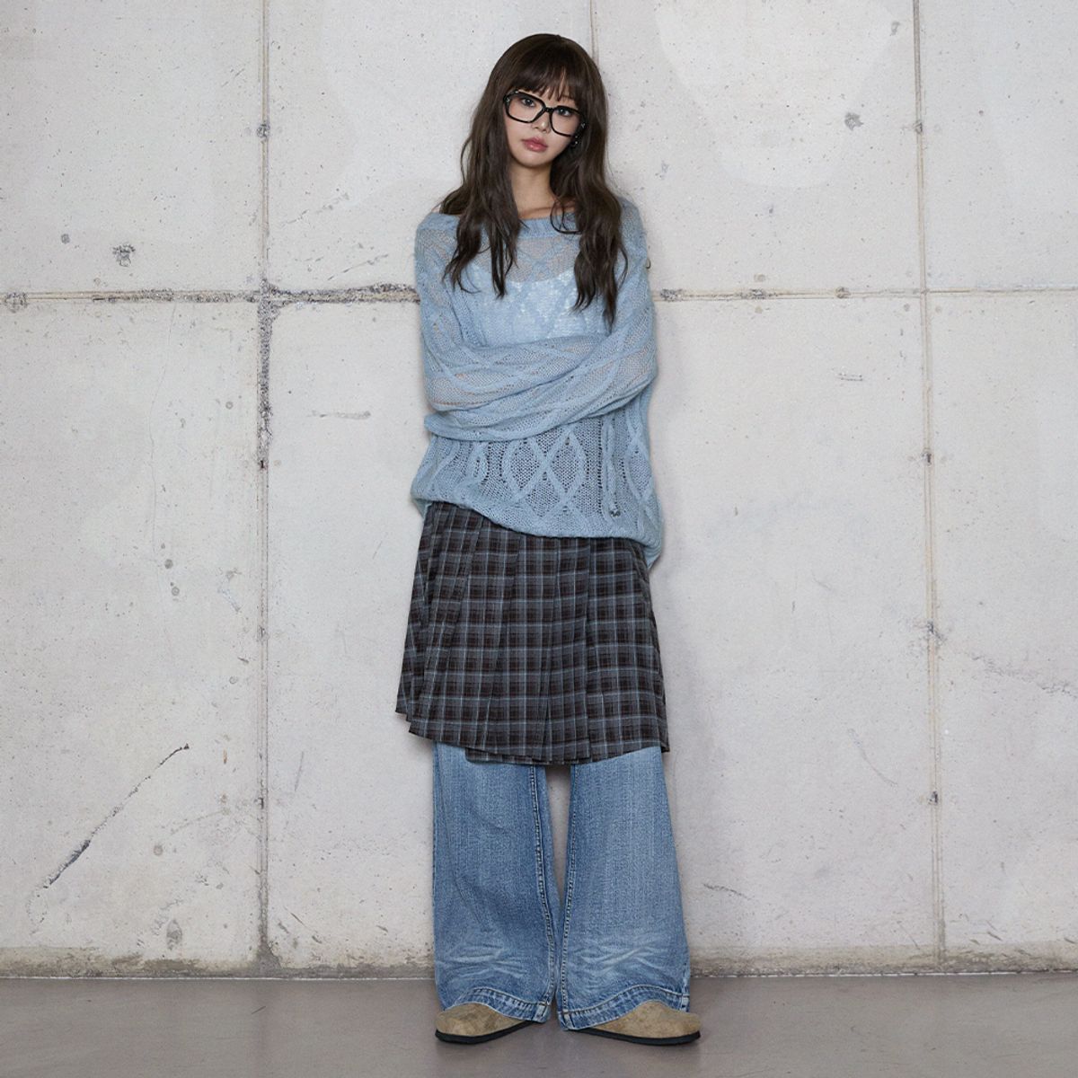 라라폭스(LALAFOX) CHECK WRAP SKIRT BROWN 체크스커트 BR4WS001