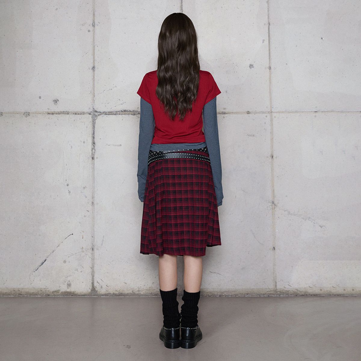 라라폭스(LALAFOX) CHECK WRAP SKIRT RED 체크스커트 BR4WS002