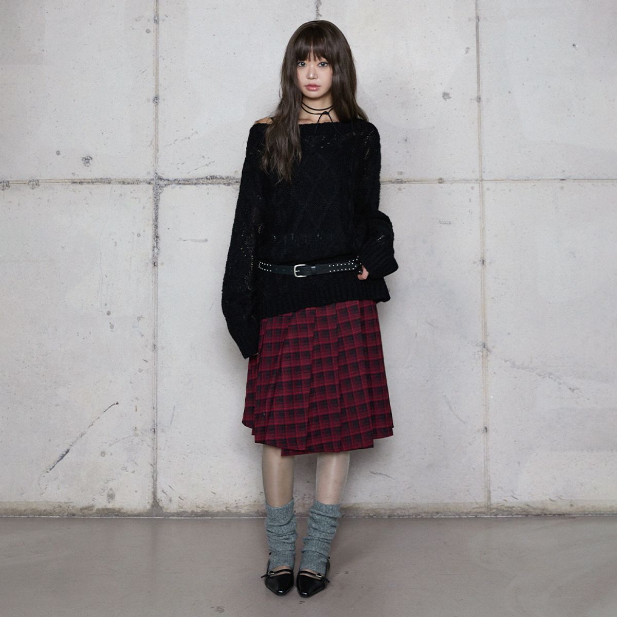 라라폭스(LALAFOX) CHECK WRAP SKIRT RED 체크스커트 BR4WS002