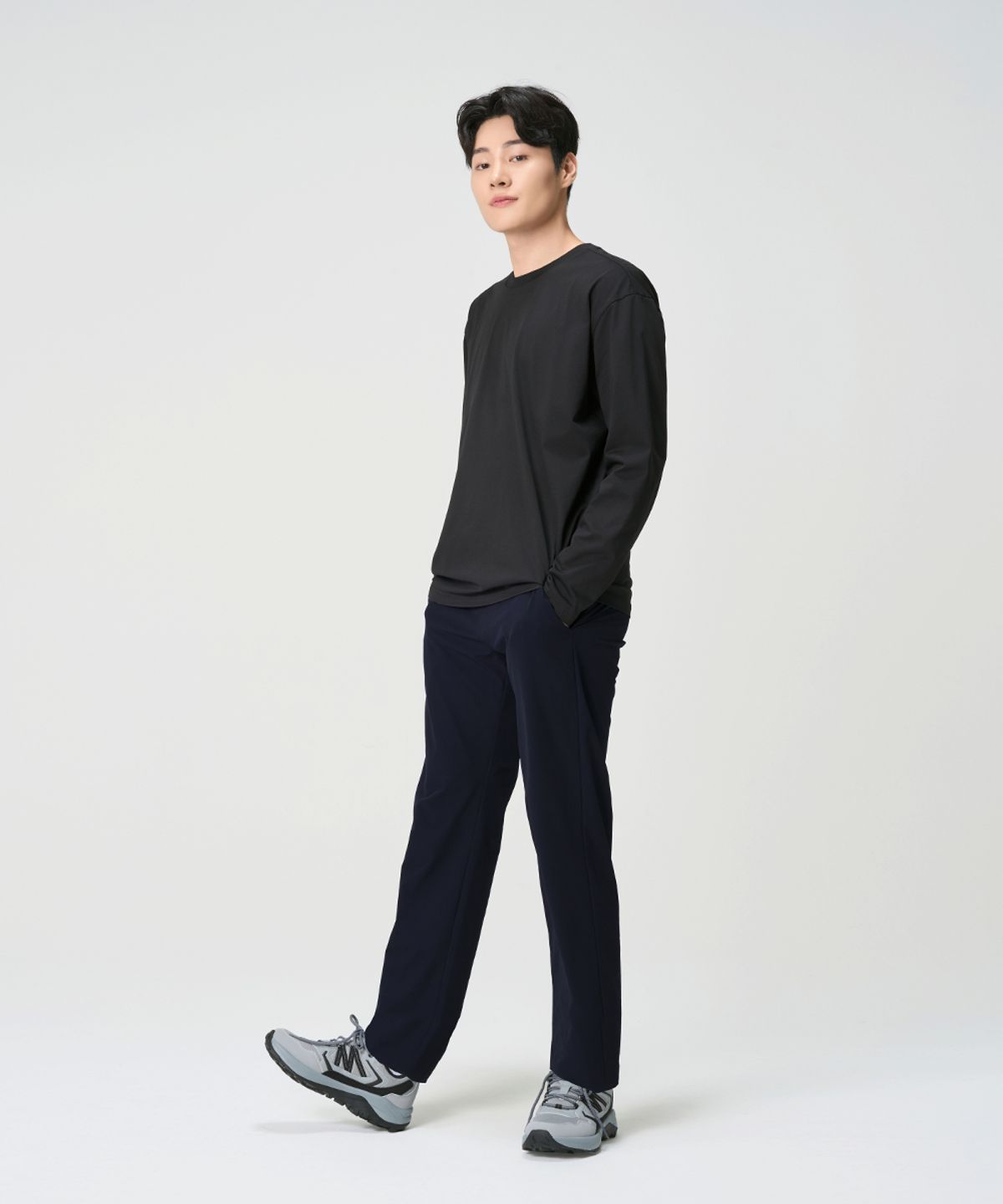 밸롭(BALLOP) 남성 무지 좋은 베이직 팬츠 네이비