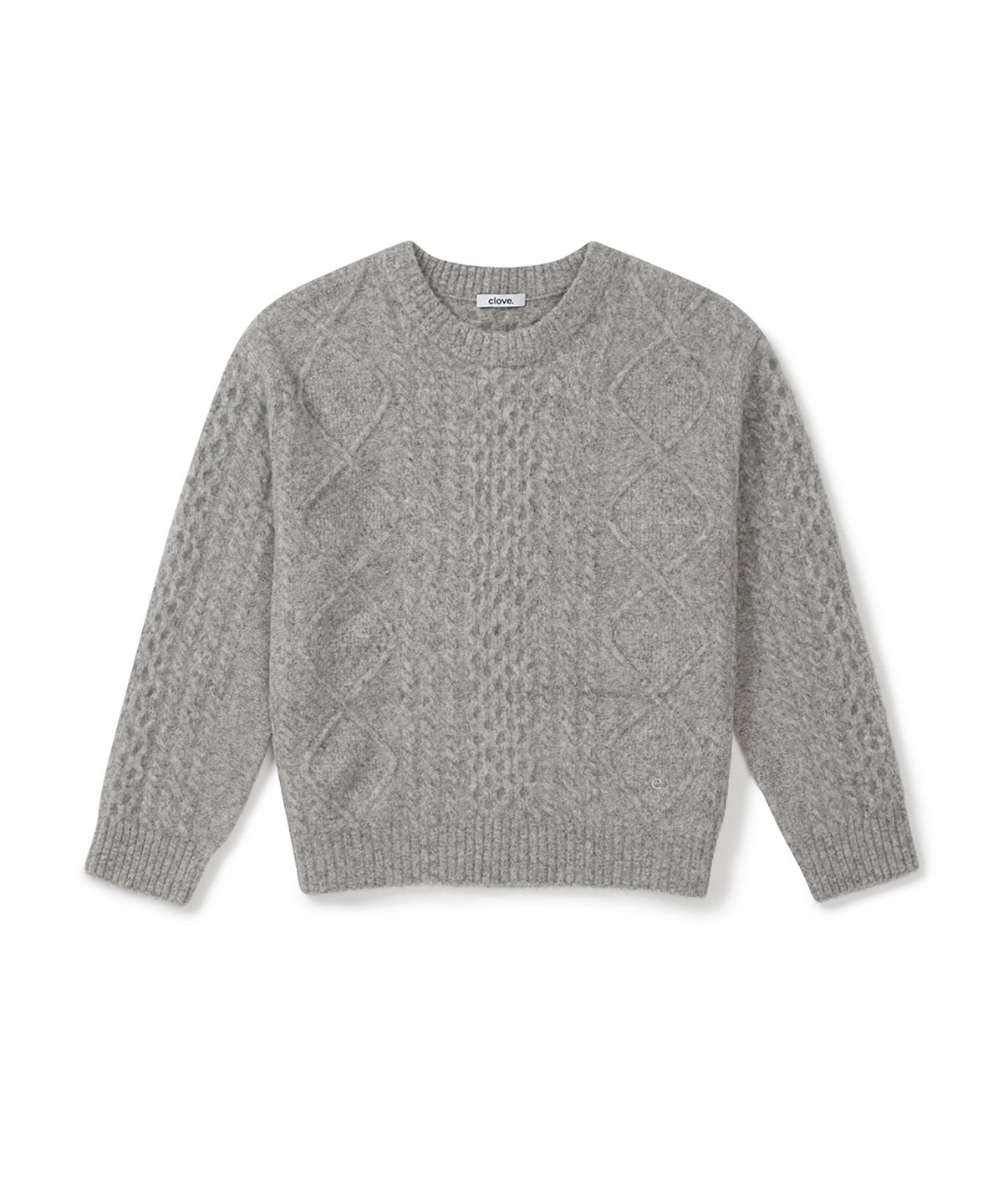 클로브(CLOVE) [25FW clove] Cable Knit Crew Sweater (Light Grey)
