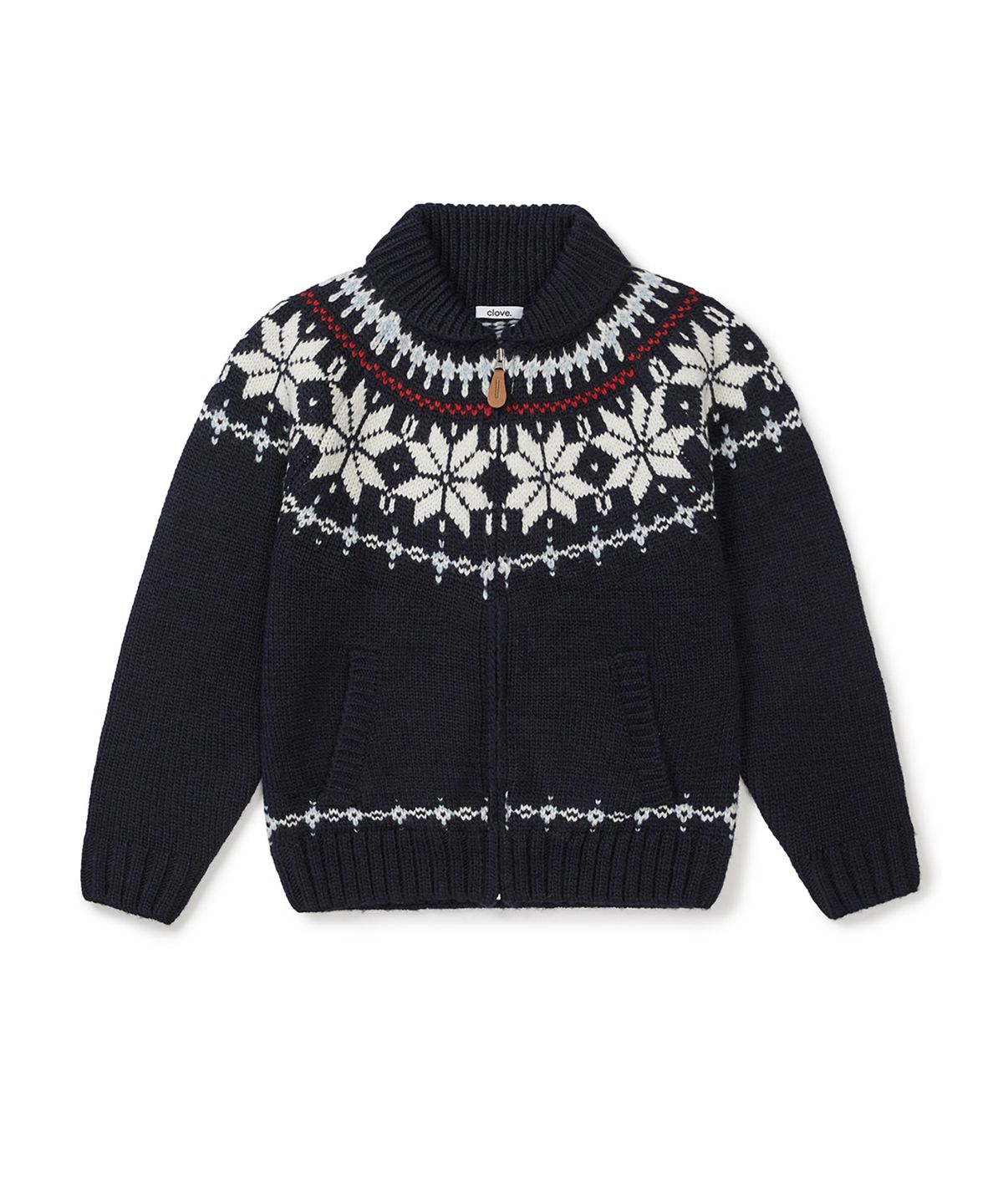 클로브(CLOVE) [25FW clove] Nordic Pattern Zip-Up Knit Jacket (Dark Navy)