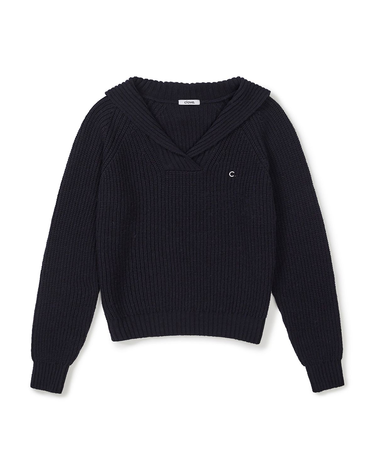 클로브(CLOVE) [25FW clove] Collared V-Neck Knit Sweater (Navy)