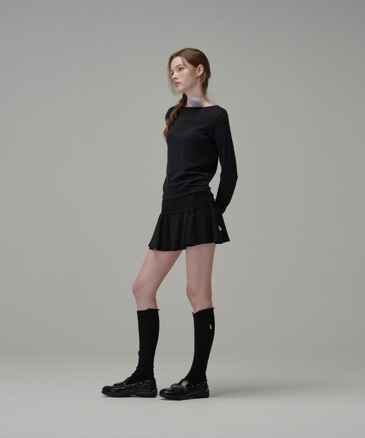 우네(OONE) Everyday Soft Boat-neck Top_Black