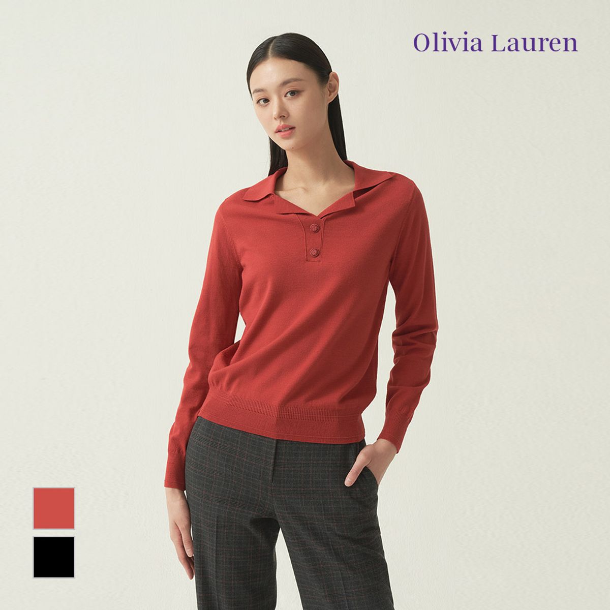 올리비아로렌(OLIVIALAUREN) 카라넥 니트 풀오버_VOBBLXF7451