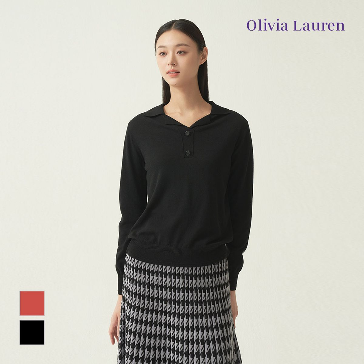 올리비아로렌(OLIVIALAUREN) 카라넥 니트 풀오버_VOBBLXF7451