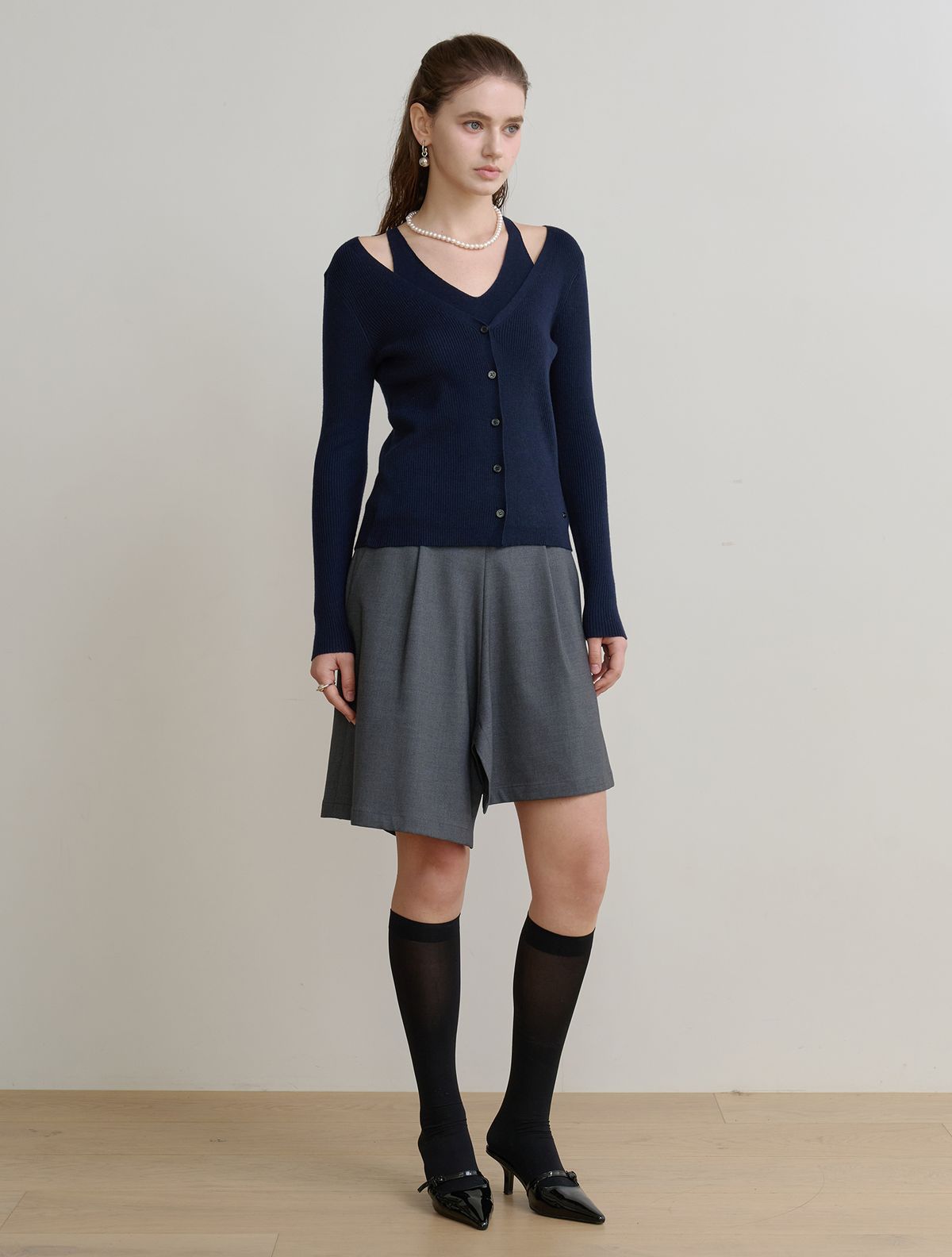 르이엘(LE YIEL) A-Line Skirt Pants_Charcoal Grey 에이라인 스커트 팬츠_차콜 그레이