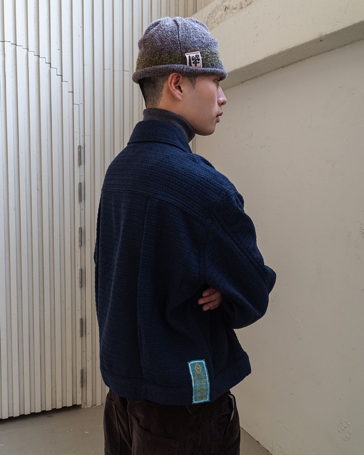 카락터(KARACTOR) Weave trucker jacket / Navy