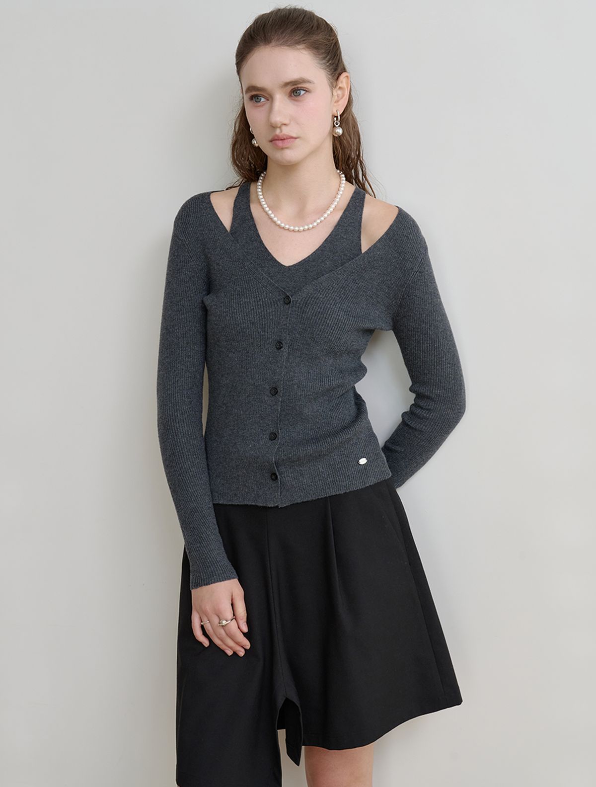 르이엘(LE YIEL) A-Line Skirt Pants_Black 에이라인 스커트 팬츠_블랙