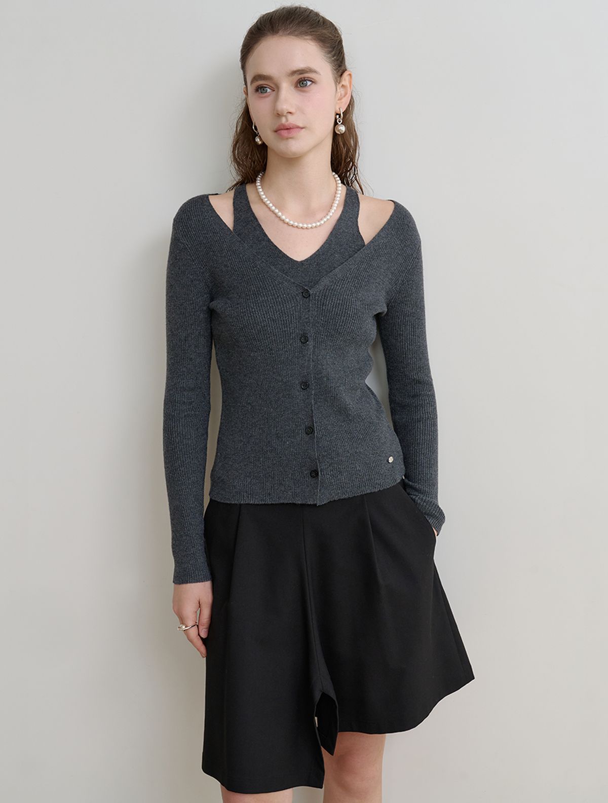 르이엘(LE YIEL) A-Line Skirt Pants_Black 에이라인 스커트 팬츠_블랙