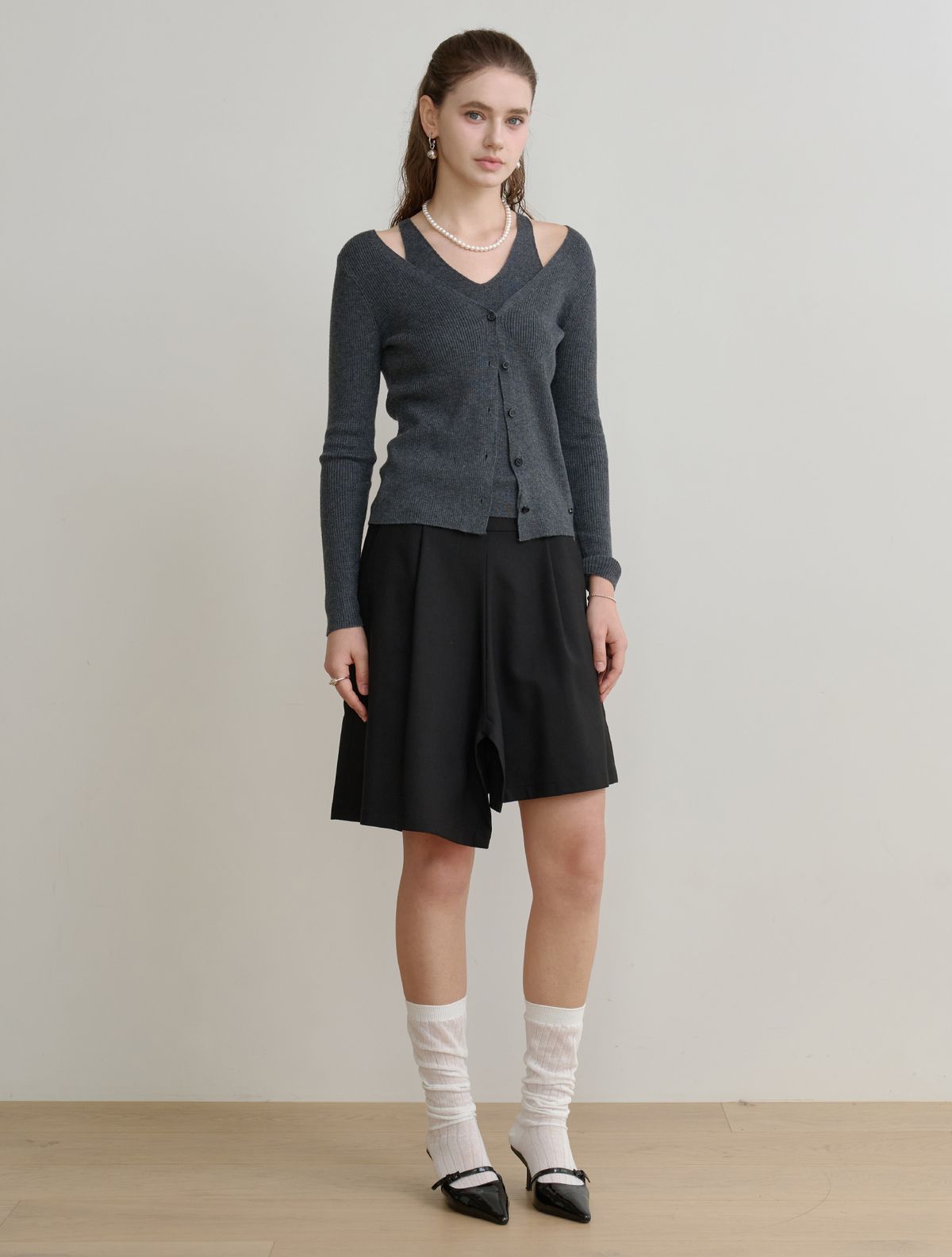 르이엘(LE YIEL) A-Line Skirt Pants_Black 에이라인 스커트 팬츠_블랙