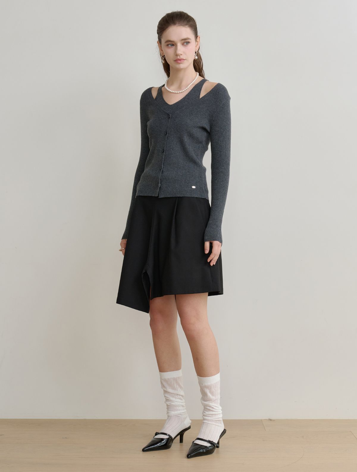 르이엘(LE YIEL) A-Line Skirt Pants_Black 에이라인 스커트 팬츠_블랙