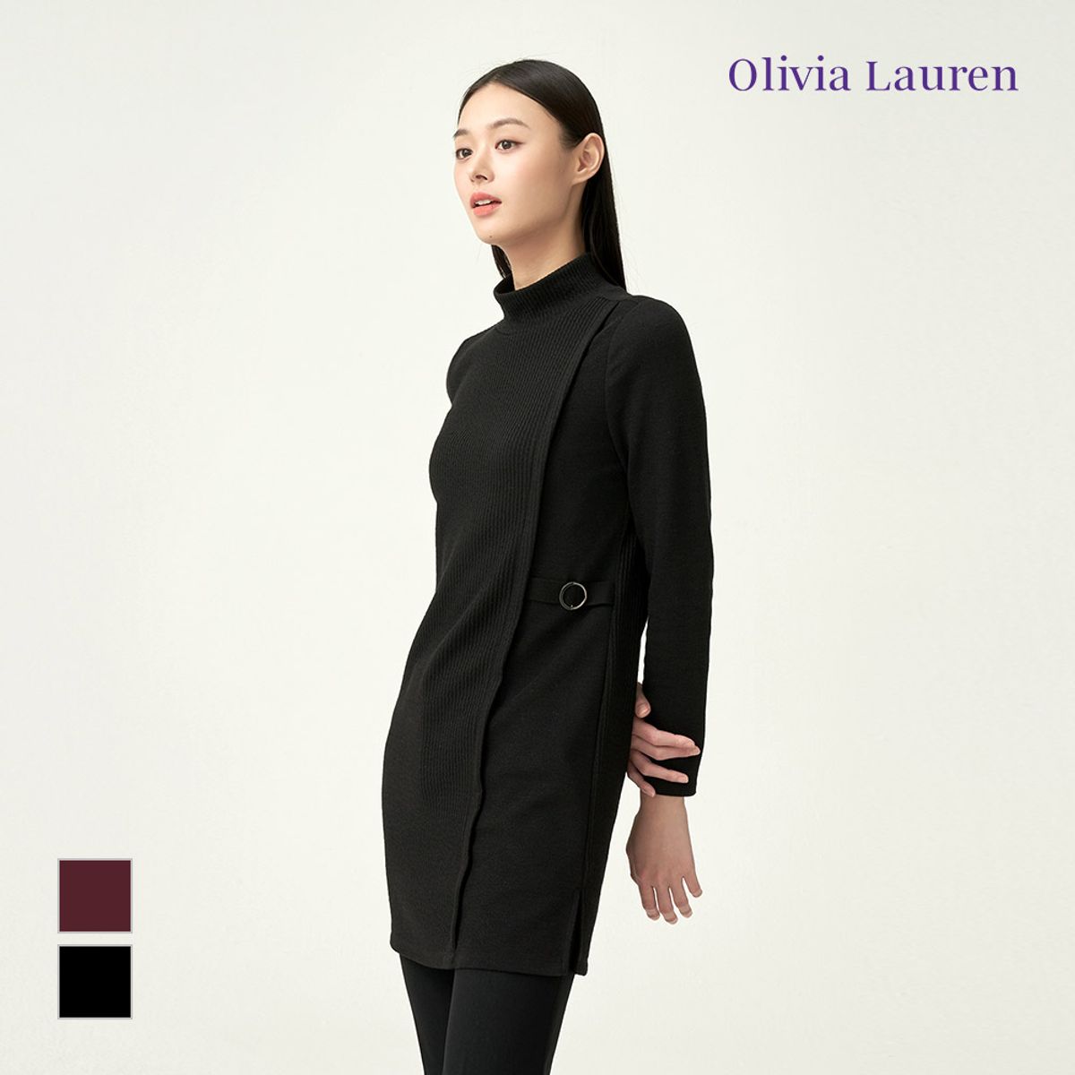 올리비아로렌(OLIVIALAUREN) 반넥 골지 롱 티셔츠_VOCALXW9331