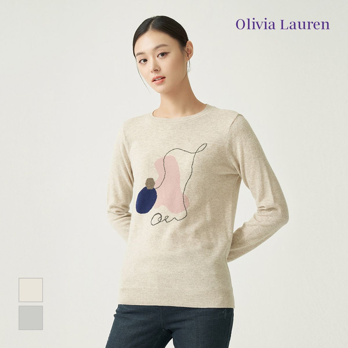 올리비아로렌(OLIVIALAUREN) 인타샤 모티브 풀오버_VOCBLXWA131