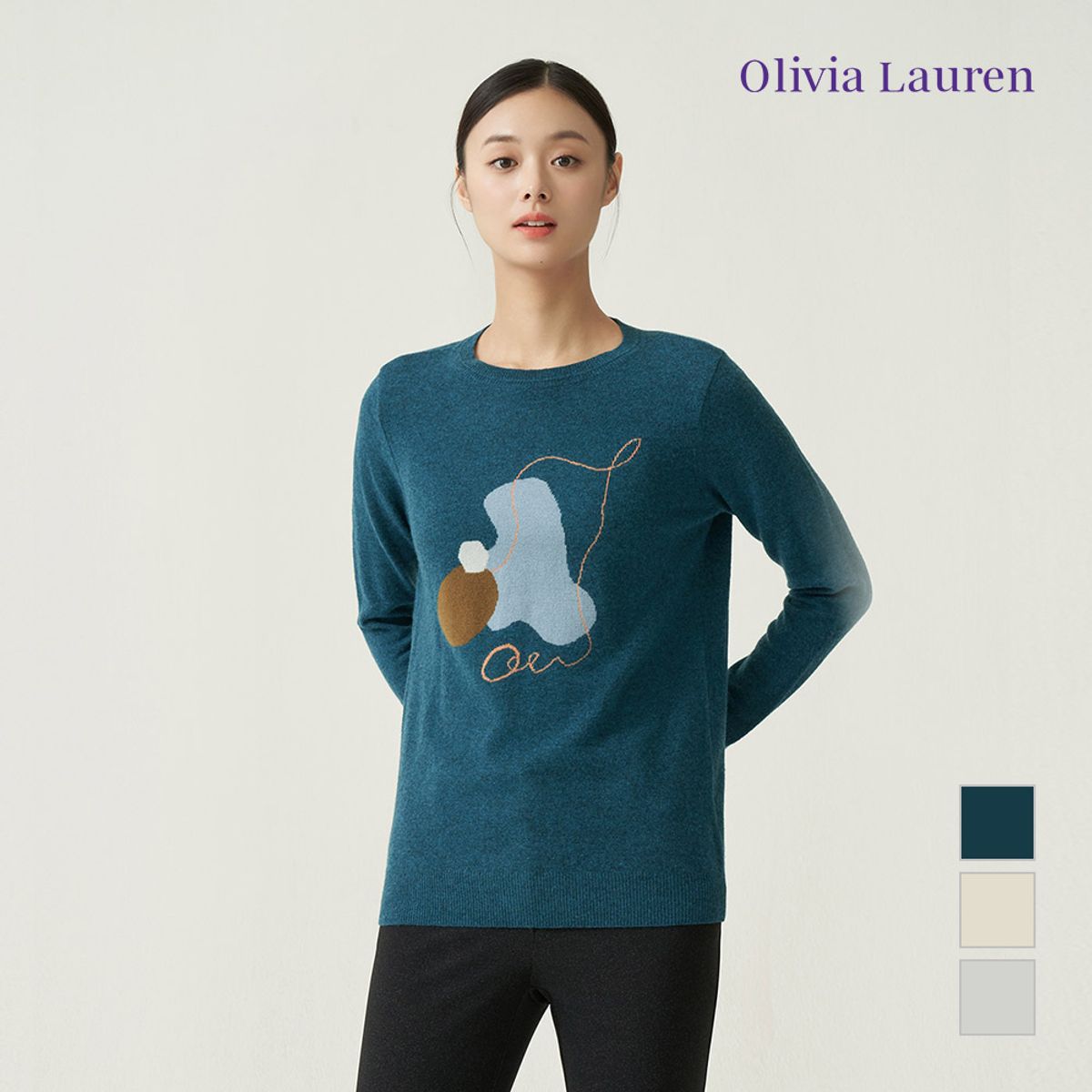 올리비아로렌(OLIVIALAUREN) 인타샤 모티브 풀오버_VOCBLXWA131