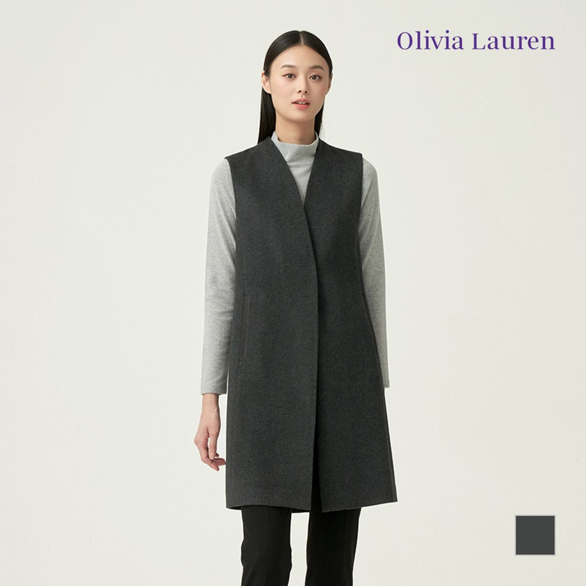 올리비아로렌(OLIVIALAUREN) 스웨이드 배색 포인트 베스트_VOCQCXW9341