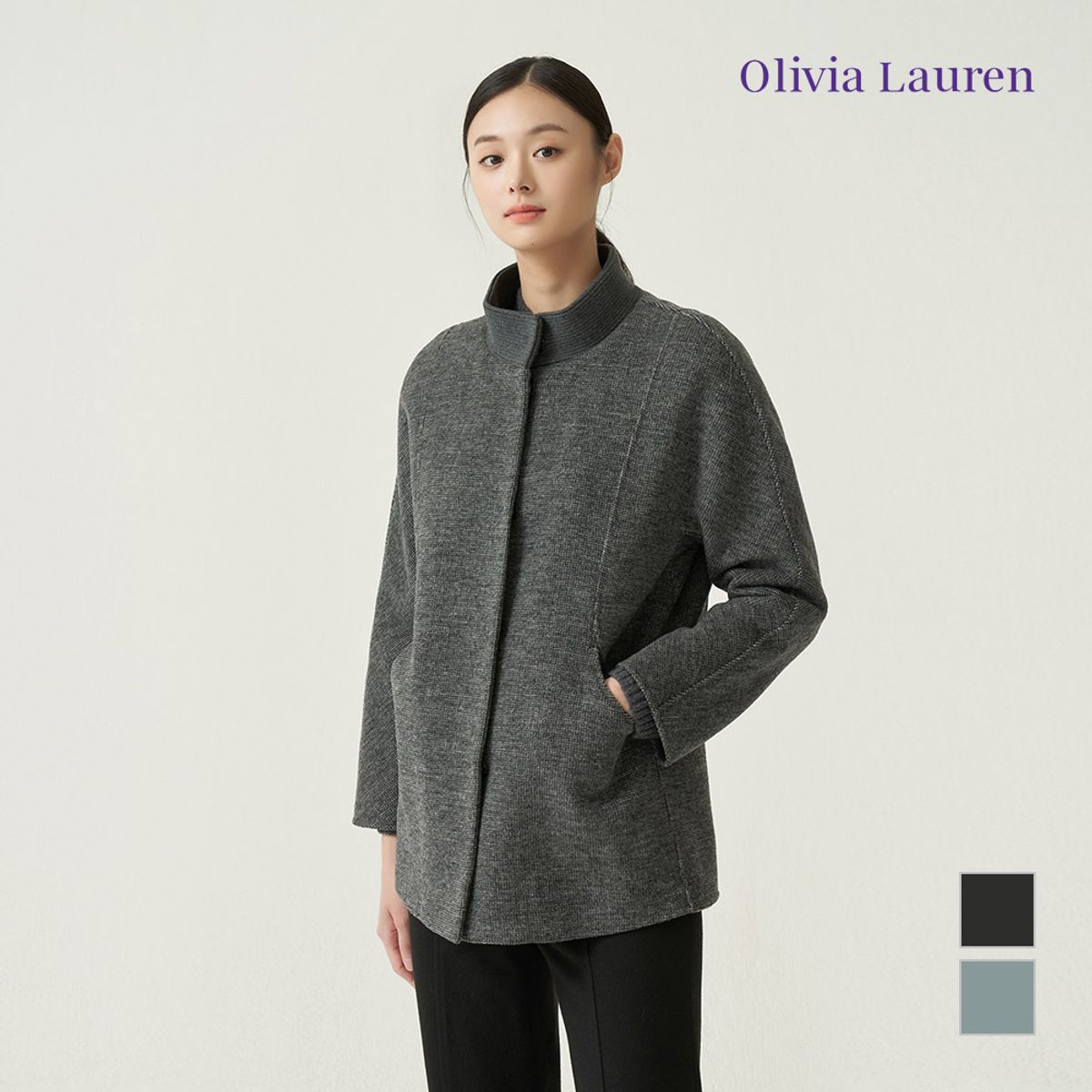 올리비아로렌(OLIVIALAUREN) 니트 밴드넥 핸드 자켓_VOCFUXW9431