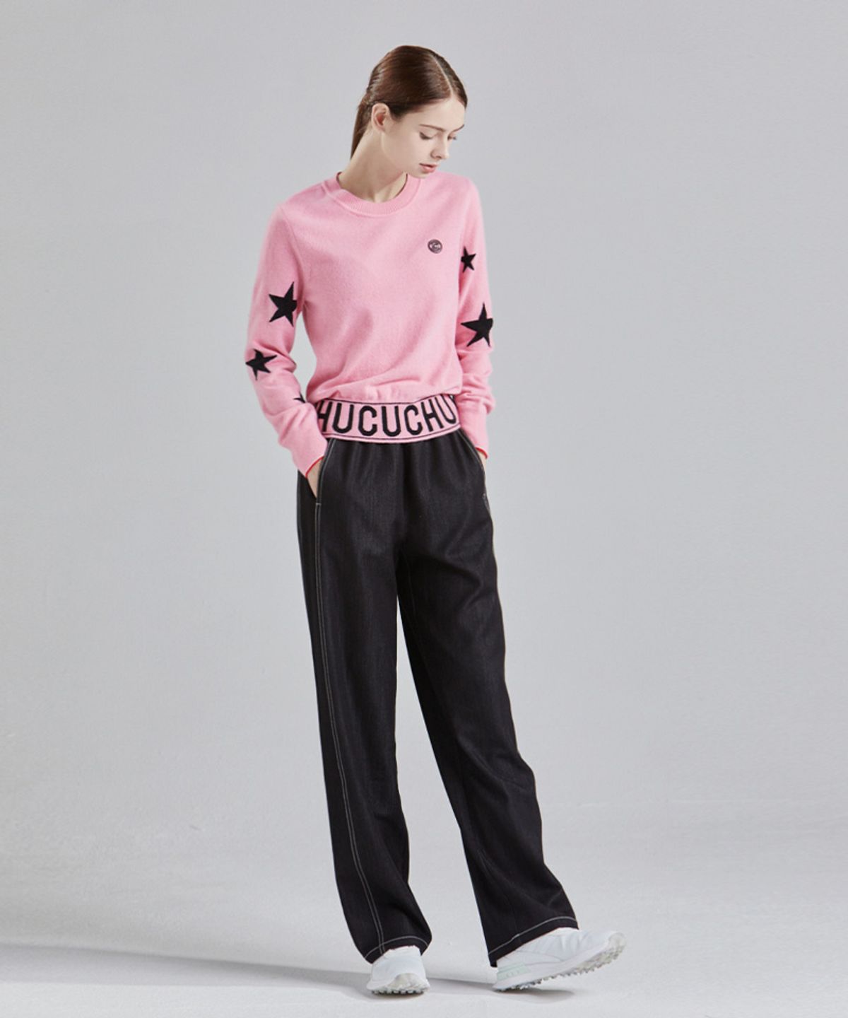 츄쿠츄(CHUCUCHU) CBEFW-PT003W 데님 스티치 와이드 팬츠